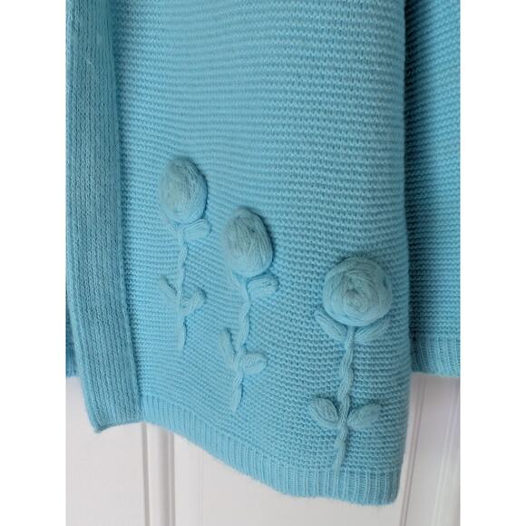 Rosalee Originals of CA Vintage Sky Blue Knit Cardigan Sweater *See Measurements - Picture 2 of 5